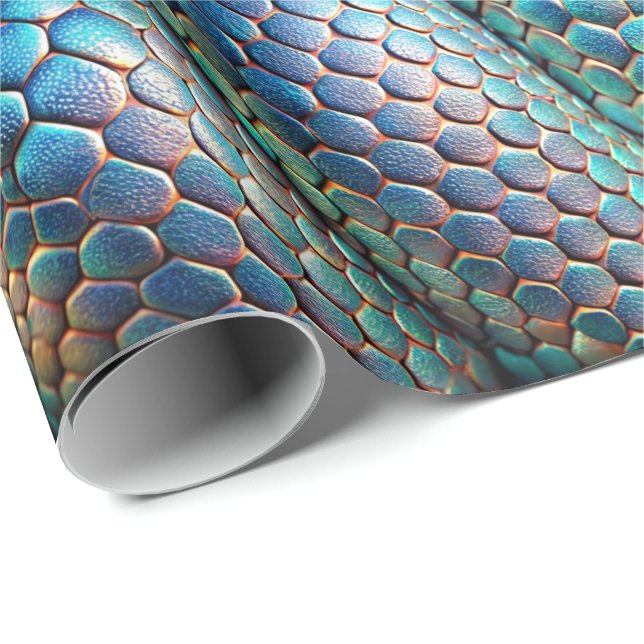 Papel De Presente Pele de cobra violeta e azul ombre (Ponta do rolo)