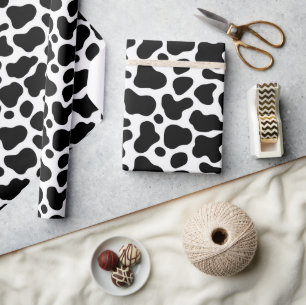 Papel De Presente Pele de Vaca Preto e Branco