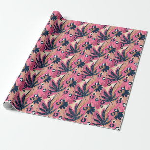 Papel De Presente Pele Leopardo Moderna, Floral Exótico.