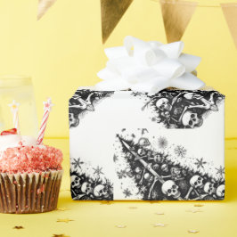 Papel De Presente Peles e ossos de árvores de Natal pretas