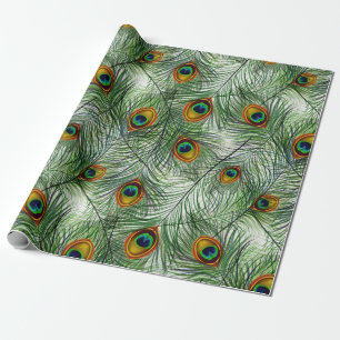 Papel De Presente Pena verde bonita do pavão