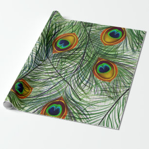 Papel De Presente Pena verde bonita do pavão