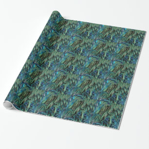 Papel De Presente Penas Azuis E Verdes De Pavão