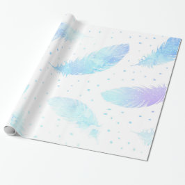 Papel De Presente Penas da lavanda de Ombre do *~* no branco