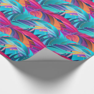 Papel De Presente Penas de folhagem coloridas e ousadas