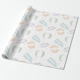 Papel De Presente Penas de Pastel em Cute, Círculos, Presente de Pa