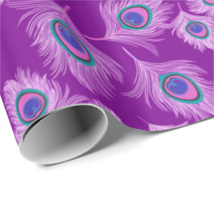Papel De Presente Penas do pavão da orquídea no roxo Amethyst