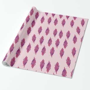 Papel De Presente Penas Papel-Mola Vermelho-Cor-de-Aquarela
