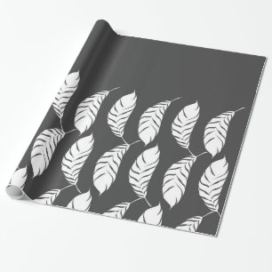 Papel De Presente Penas tiradas mão modernas das cinzas & do branco