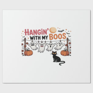 Papel De Presente Pendurado Com Meus Boos Fantasma Segurando Gato Pr