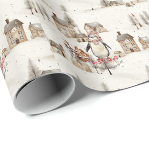 Papel De Presente Penguin e Nutcracker Village