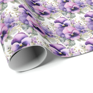 Papel De Presente Pensées Roxas Pensée
