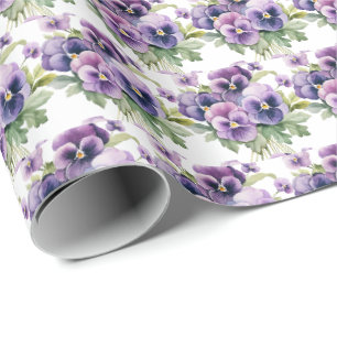 Papel De Presente Pensées Roxas Pensée