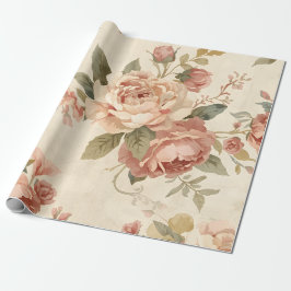 Papel De Presente Peônia Romântica & Jardim Antigo de Rosas
