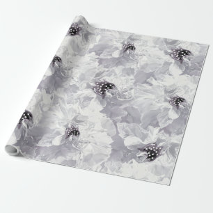 Papel De Presente Peônias, cinzas e flores brancas, florais e branc