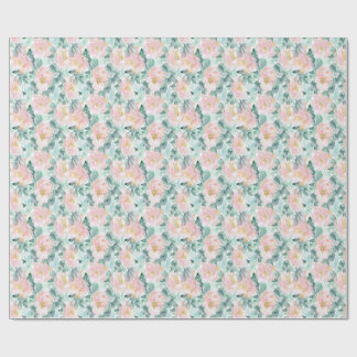 Papel De Presente Peônias com Aquarela Rosada