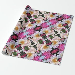 Papel De Presente Peonias com Roll de Enrolar de Presente