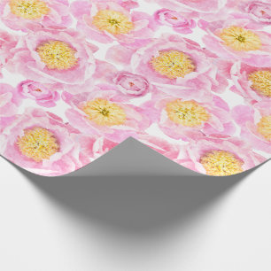 Papel De Presente Peônias cor-de-rosa