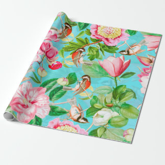 Papel De Presente Pêonias E Insetos De Flores De Mola