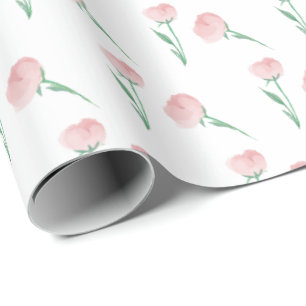 Papel De Presente Peônias Por Favor Rosa Bonito e Elegante