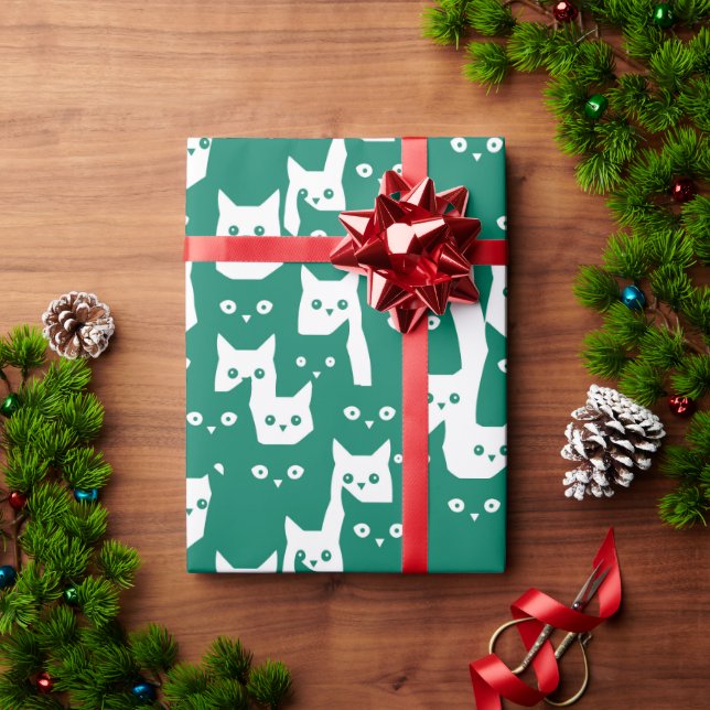 Papel De Presente Pepper Green cats padrão de diversão (Presente de Natal)