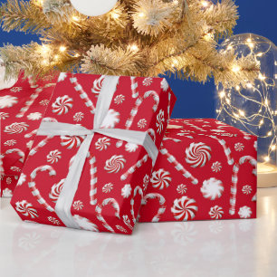 Papel De Presente Peppermint de Natal   Padrão de Férias com Redemoi