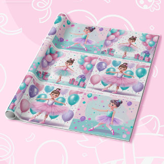 Papel De Presente Pequena Ballerina com o Aniversário da Garota do C