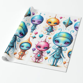 Papel De Presente Pequenas Aliens