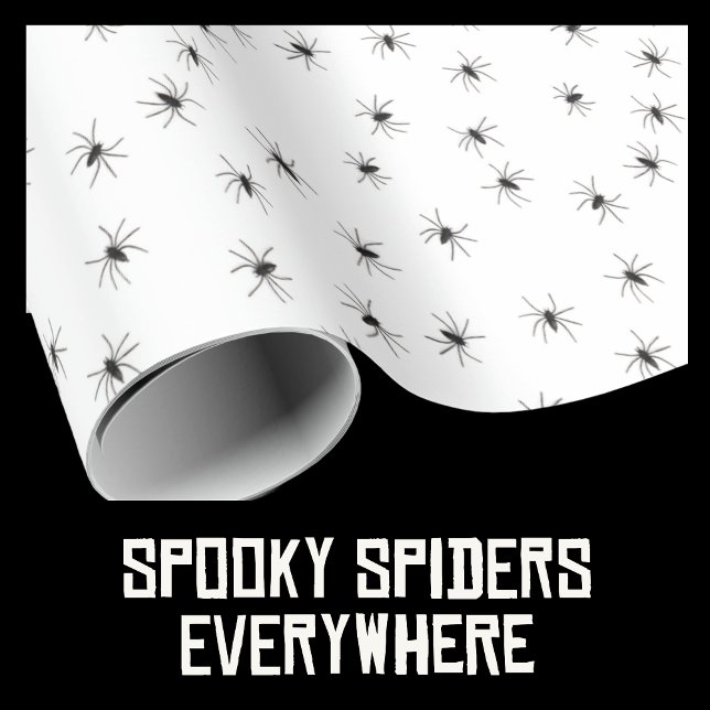 Papel De Presente Pequenas Aranhas Loucas Por Todo O Halloween (Decorate Your Haunted House with Spooky Spider Wrapping Paper!)