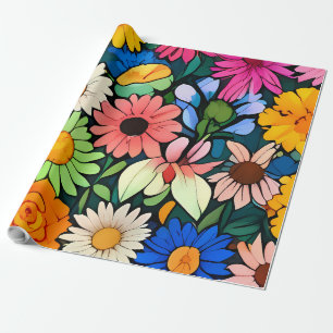 Papel De Presente Pequenas cabeças de flores bonitas