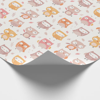 Papel De Presente Pequenas Corujas Bonitas em cores mudas
