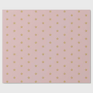Papel De Presente Pequenas Estrelas Douradas A Rosa Esbranquiçada