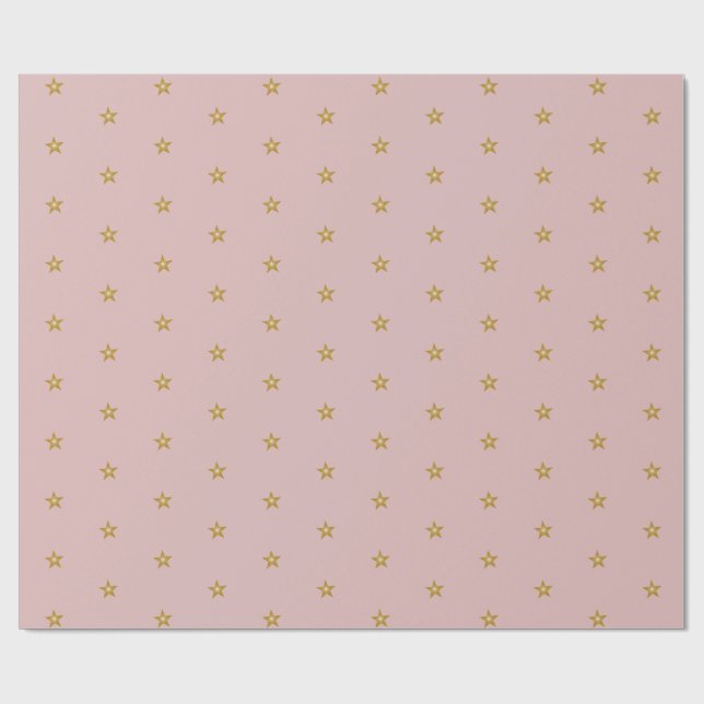 Papel De Presente Pequenas Estrelas Douradas A Rosa Esbranquiçada (Aberto)