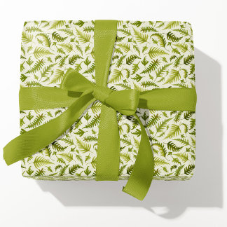 Papel De Presente Pequenas Folhas de Fern Verde
