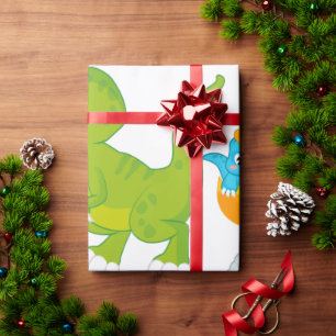 Papel De Presente Pequenas Raias Aquarela Dinossauro Bebê