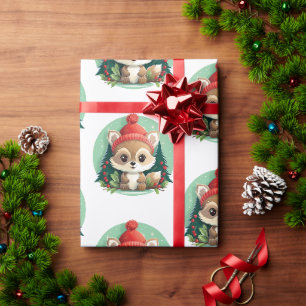 Papel De Presente Pequeno Animal Xmas Magia