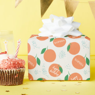 Papel De Presente Pequeno Aniversário de criança Laranja Moderno Cut