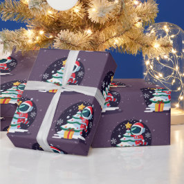 Papel De Presente Pequeno Astronauta Decorando Árvore de Natal