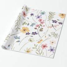 Pequeno Brilhante Flores Selvagens Aquarela Aniver