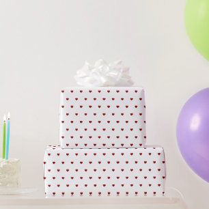 Papel De Presente Pequeno Coração Vermelho Branco Vermelho
