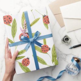 Papel De Presente Pequeno Inseto Ladybug Folha Wrappaper