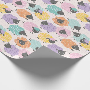 Papel De Presente Pequeno Ovelino cor-de-rosa, cor-de-rosa, laranja 