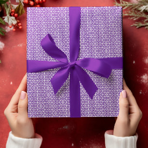 Papel De Presente Pequeno padrão de chave grega em índigo e branco