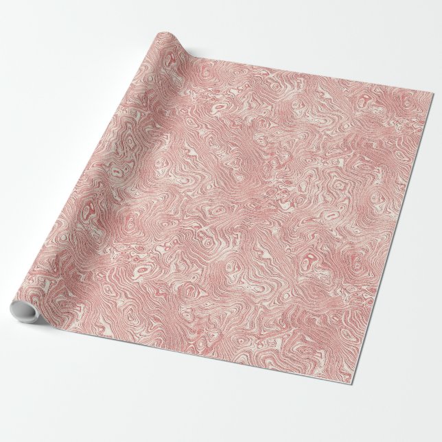 Papel De Presente Pequeno padrão de seda moiré em pêssego (Desenrolado)