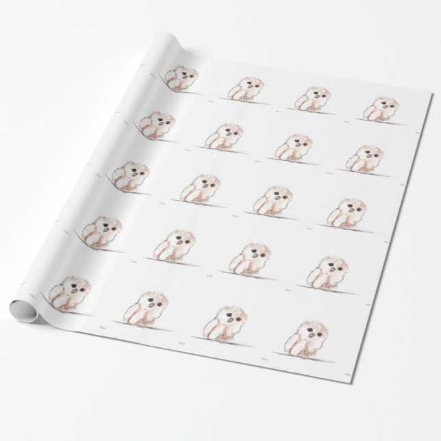 Papel De Presente Pequeno pássaro-coruja (Desenrolado)