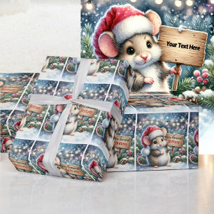 Papel De Presente Pequeno Rato Personaliza o Natal da Menina