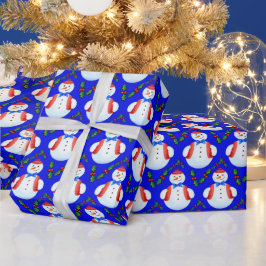 Papel De Presente Pequeno Snowman Holly Berries Natal