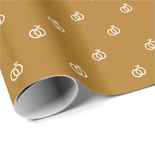 Papel De Presente Pequenos Anéis de Noivado Brancos em Ouro Fosco