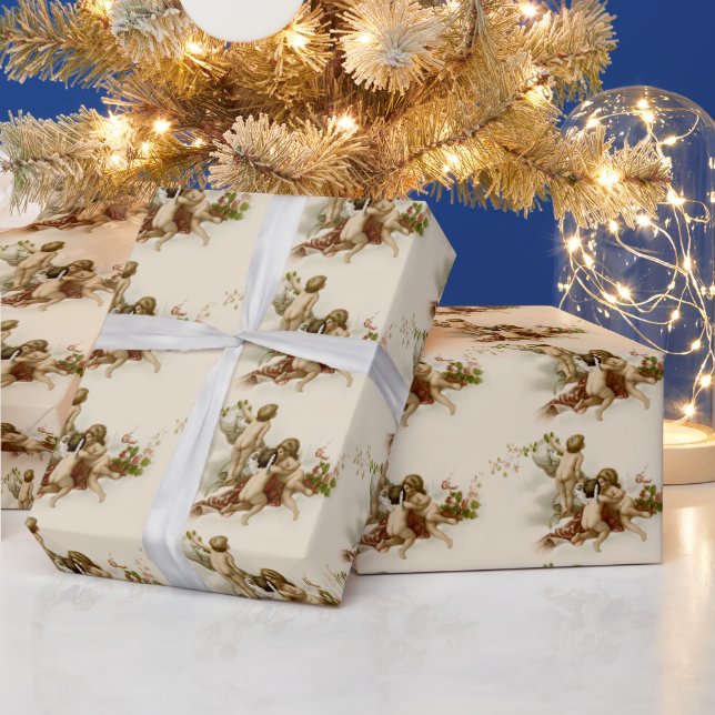 Papel De Presente Pequenos anjos vitorianos vitorianos de Natal Wr (Feriados)