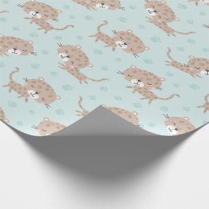 Papel De Presente Pequenos Leopardos e pegadas